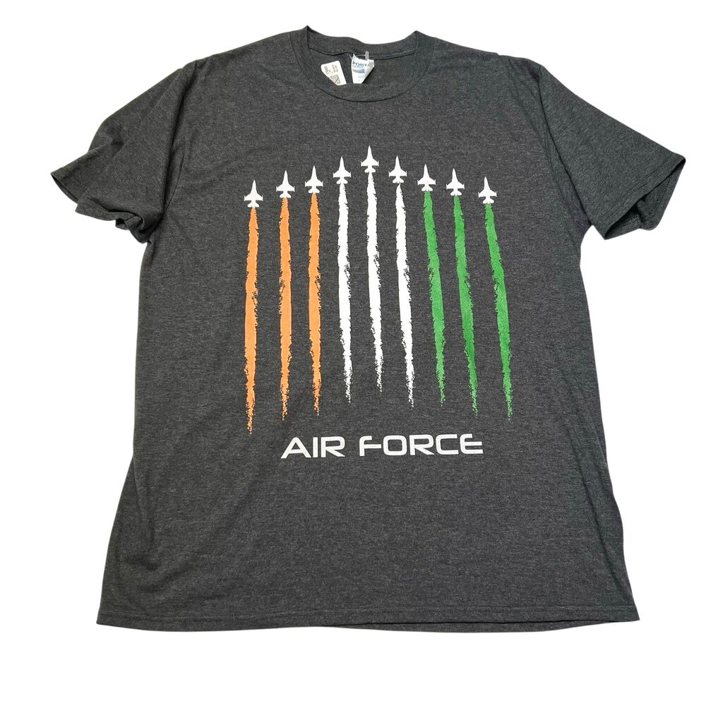 New Port & Company Air Force T Shirt Large Orange White Green India Flag Colors